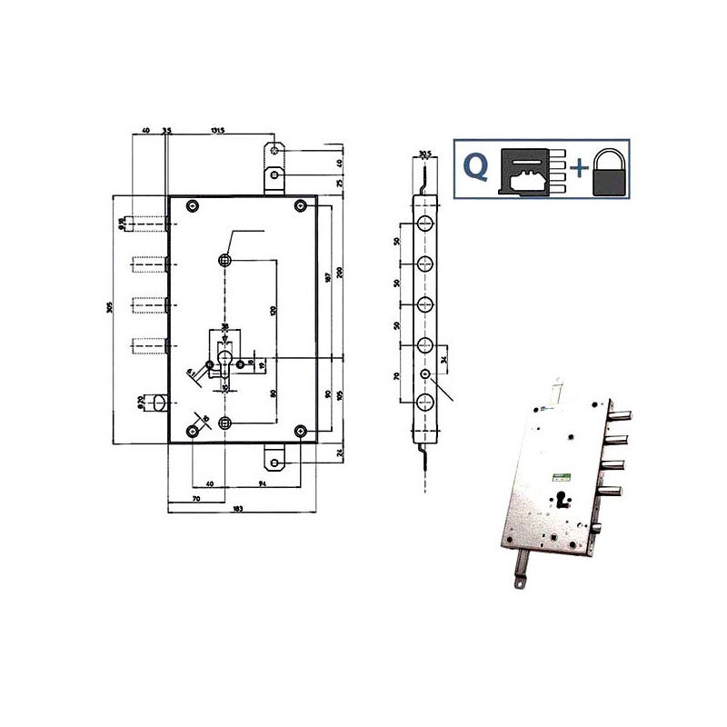 Serratura Mottura 52571ML2835 Triplice Per Porte Blindate - Foto 2