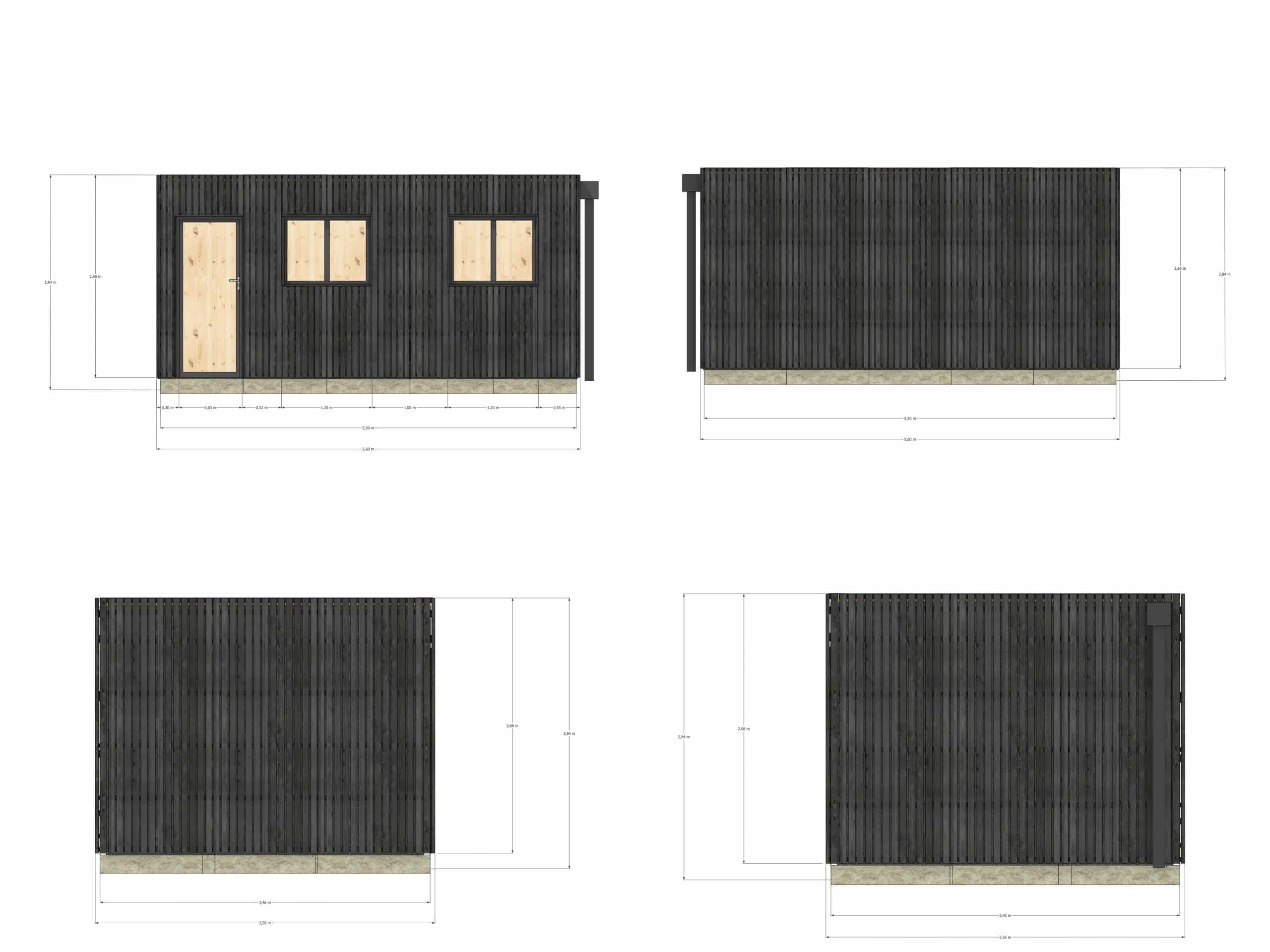 Studio de jardin sans permis en bois 5,5 x 3,5 x 2,7 m / menuiseries alu k-line - 4