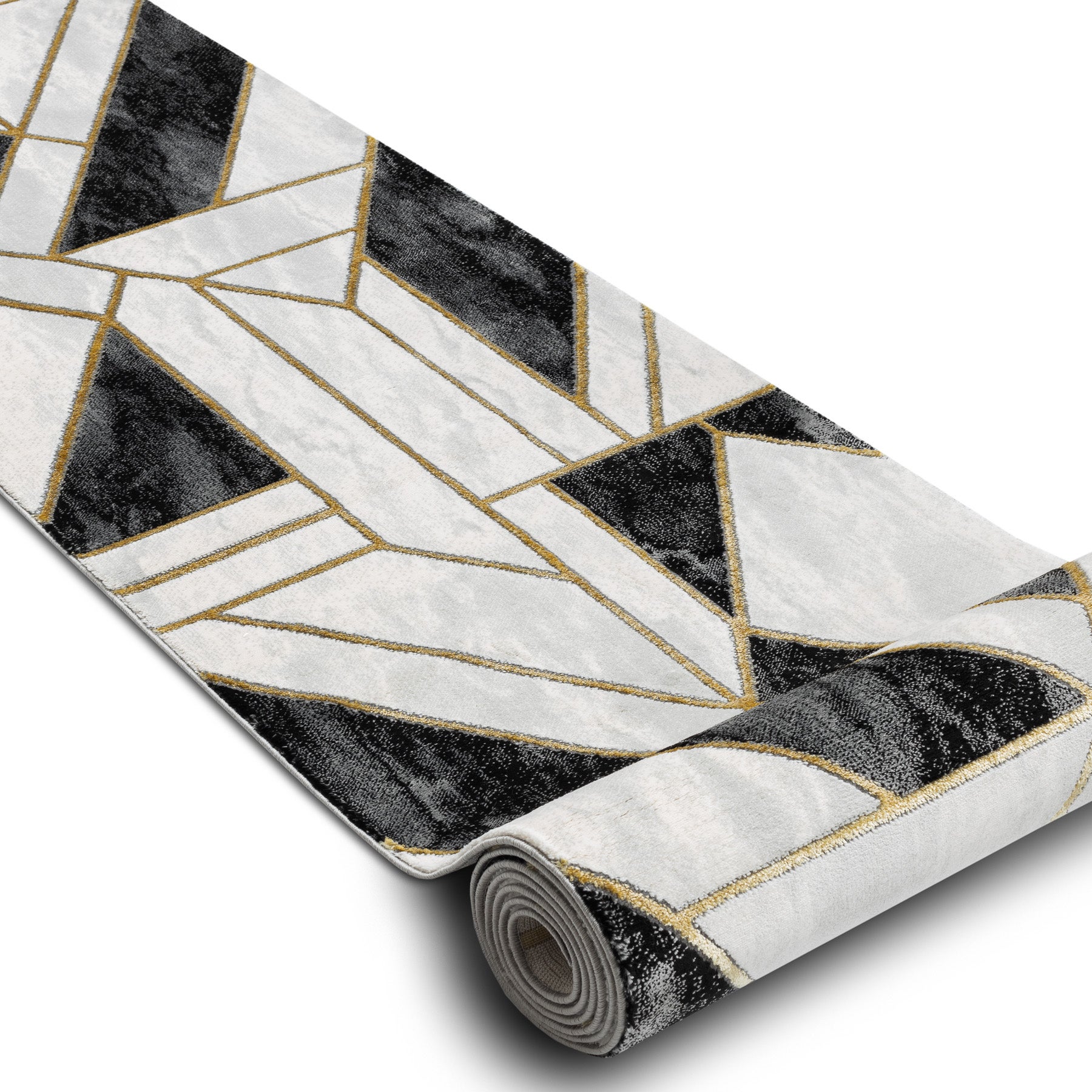 Tapis de couloir EMERALD exclusif 1015 glamour, élégant marbre, géométrique noir / or 80 cm 80x560 cm - 2
