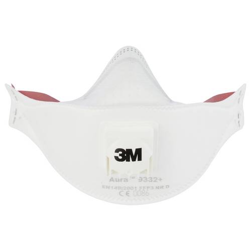 Boîte de 10 masques pliables jetables série Aura™ 9332+ FFP3 NR D avec soupape 3M 7100101249 - 3