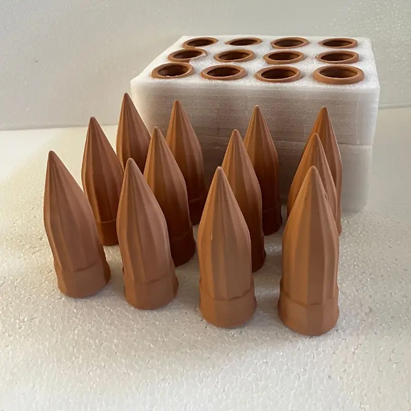 Lot de 12 piquets d’arrosage en argile – Irrigation automatique pour plantes d’intérieur et extérieur, idéal pour vacances, en terre cuite naturelle - 8
