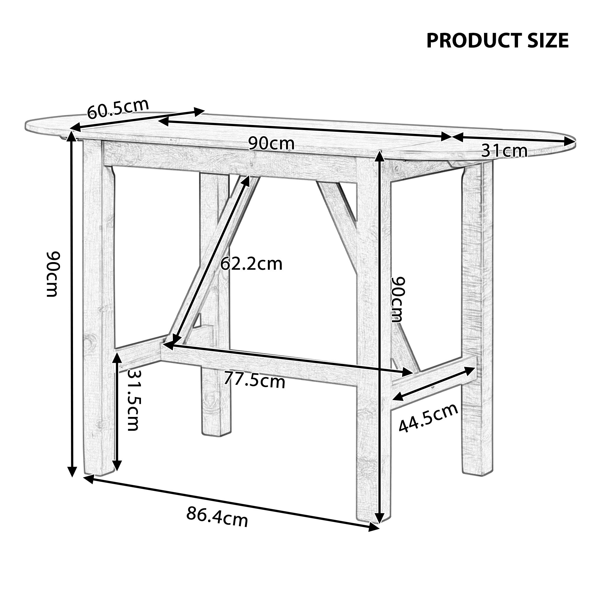 Table de bar, table haute de comptoir，(90-150)X60X90cm, table à manger extensible en bois massif pour la cuisine，Marron - 3