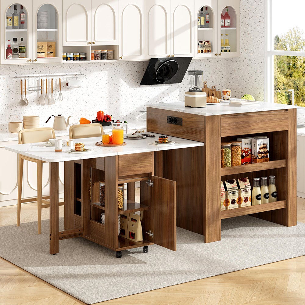 Buffet de cuisine table de bar extensible espace rangement plateau pivotant 360° moderne mobile cuisine table bistrot étagères noir Buffet de cuisine table de bar extensible espace rangement plateau pivotant 360° moderne mobile cuisine table bistrot étagères noir