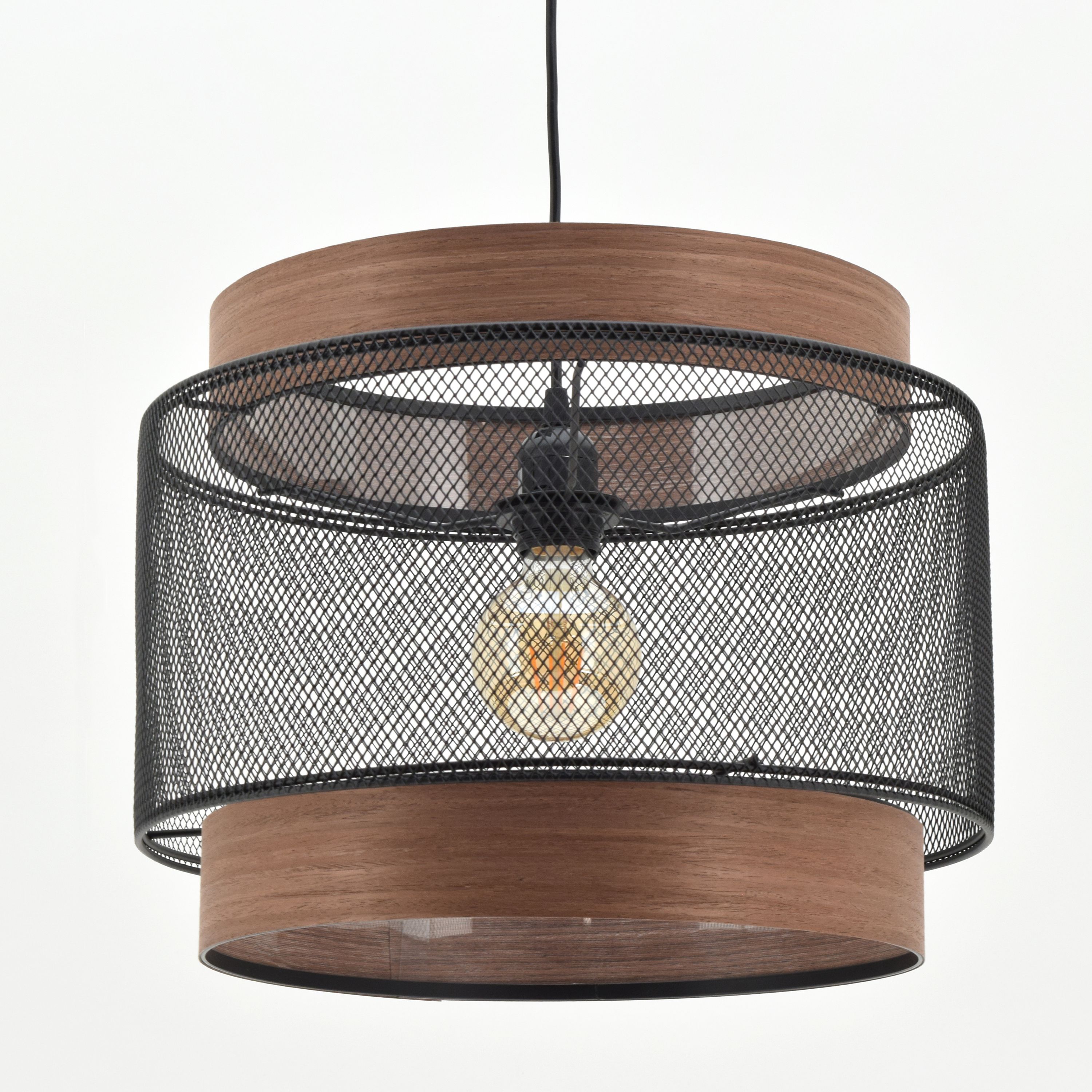 INSPIRE - Candeeiro de teto suspenso TAIGA - 1 x E27 - 40 cm - IP20 - Preto - Candeeiro suspenso - Aço - Madeira - 5