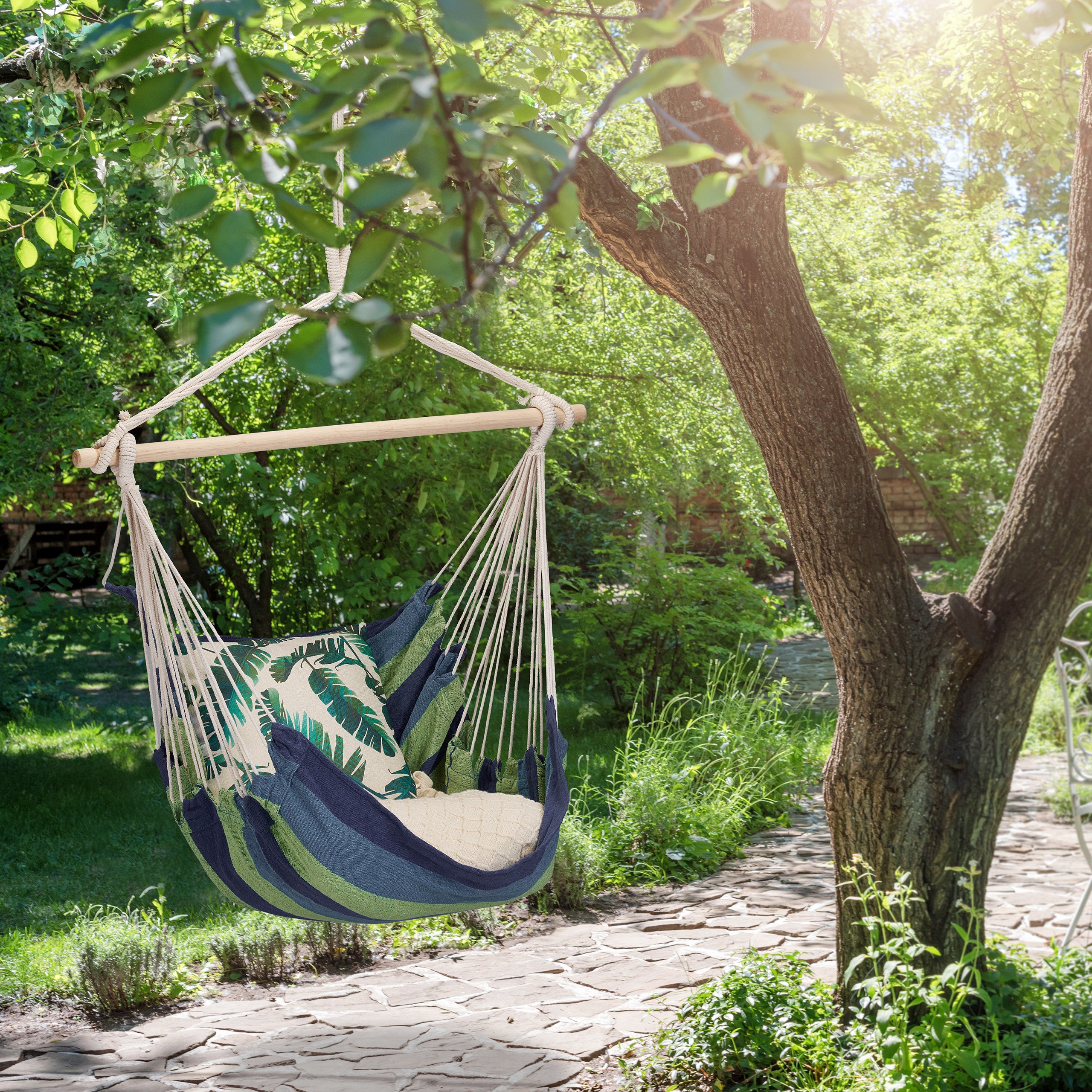 Amaca Sedia Sospesa AMACA DA GIARDINO CON SUPPORTO IN LEGNO