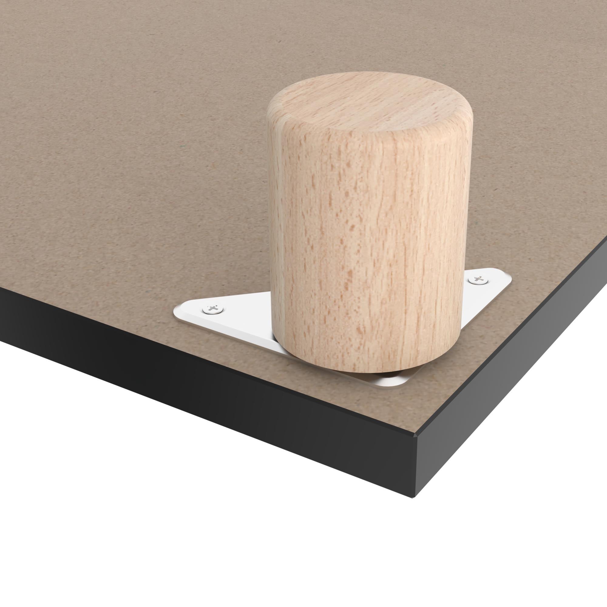 Pied de meuble cylindrique | Style fonctionnel | En hêtre | Finition brute | Mesures 65*65*80mm | Hauteur : 8 cm | Installation facile | 1 unité - 3