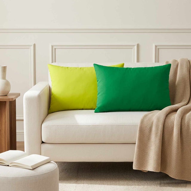 Housse de coussin, 2 pièces, en polyester, verte vive, pour le salon, 40 × 60 cm