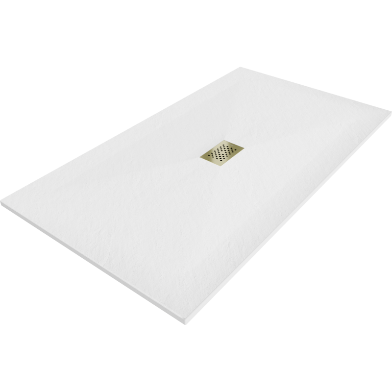 Mexen Hugo brodzik prostokątny SMC 200 x 100 cm, biały, maskownica złota - 42101020-G