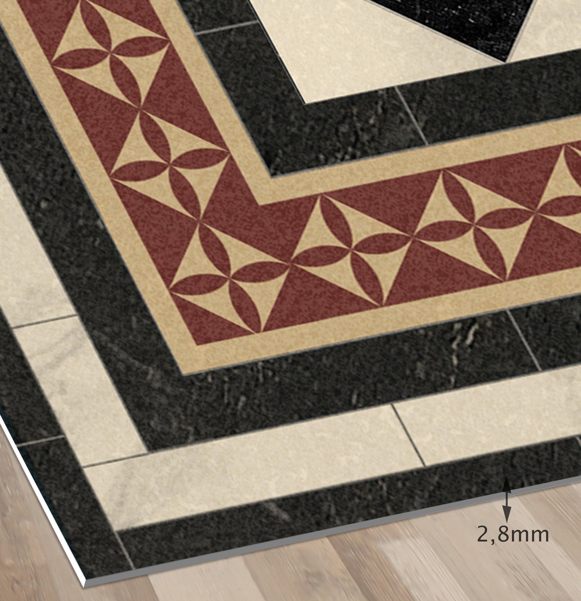 Tapis antidérapant en vinyle Scacchi 200x300 cm - PVC imprimé, lavable, ignifuge, pour le salon ou la cuisine, style hydraulique - 6