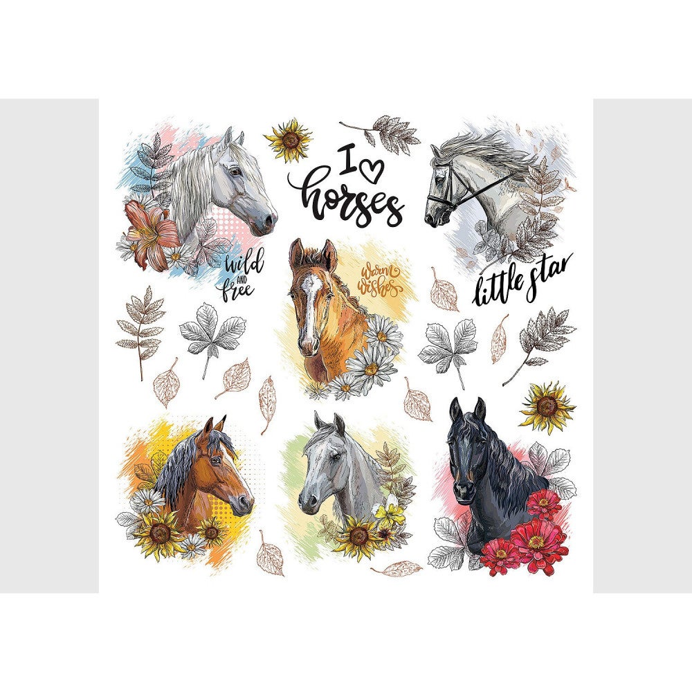 Stickers avec 6 chevaux - 1 planche 30x30 cm | Leroy Merlin