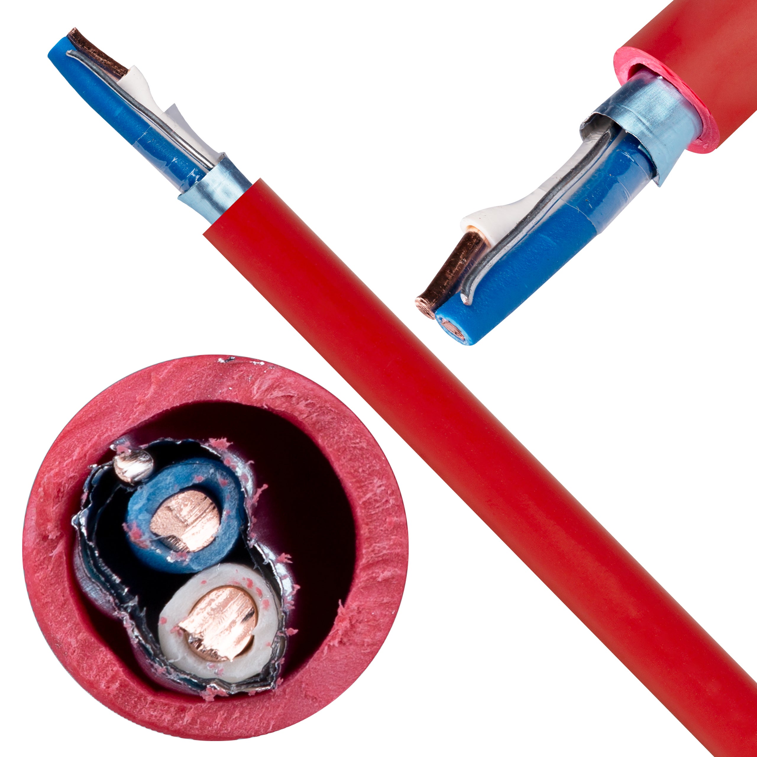 Kabel przeciwpożarowy parowany YnTKSYekw 1x2x0,8mm czerwony 150V ekranowany drut Bitner 300m