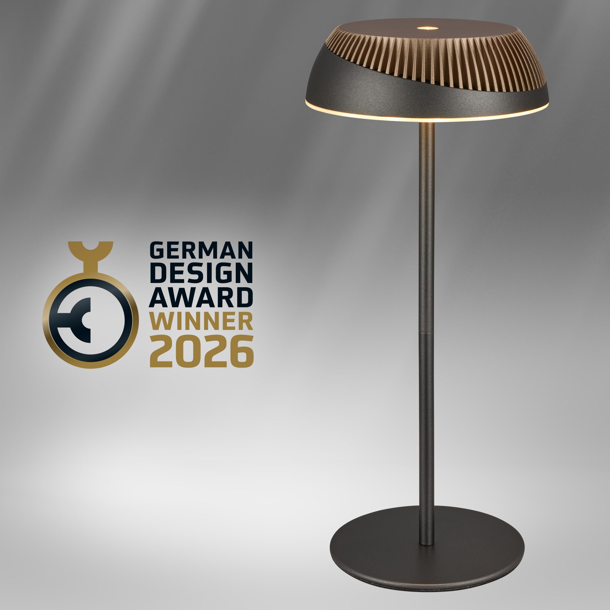 Lampe de table LED - German Design Award - Sans fil - Tactile - Ø14x32cm - Blanc chaud - 2W, 200lm - Briloner - 4