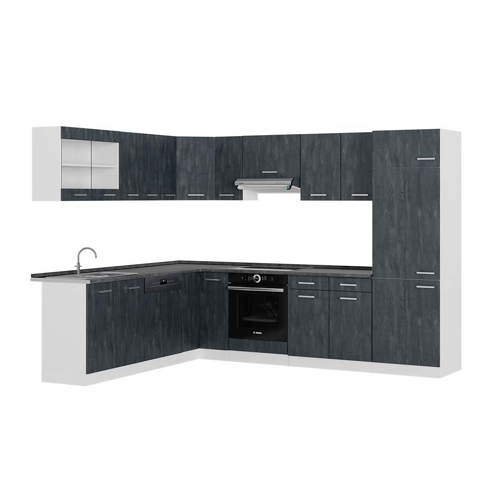 Vicco Kogoszczona kuchnia R-Line, Czarny beton/biały, 287 x 60 cm BP Antracyt