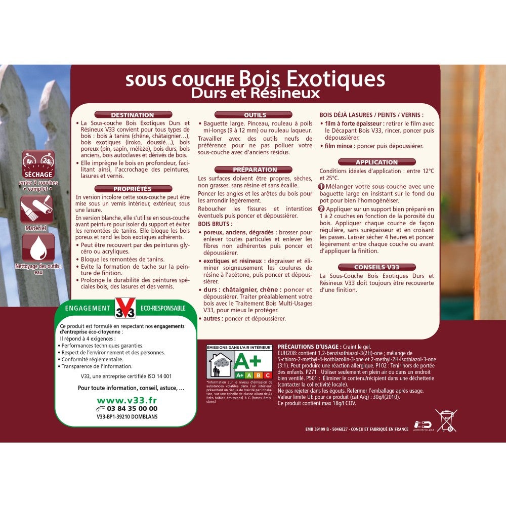 Sous-couche lasure bois intérieur et extérieur Bois noircis V33, 0.5 l incolore - 4