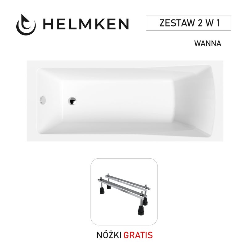 Wanna akrylowa Helmken Aurora 170x70 z akrylu lanego ze wzmocnionym korpusem / 35010070