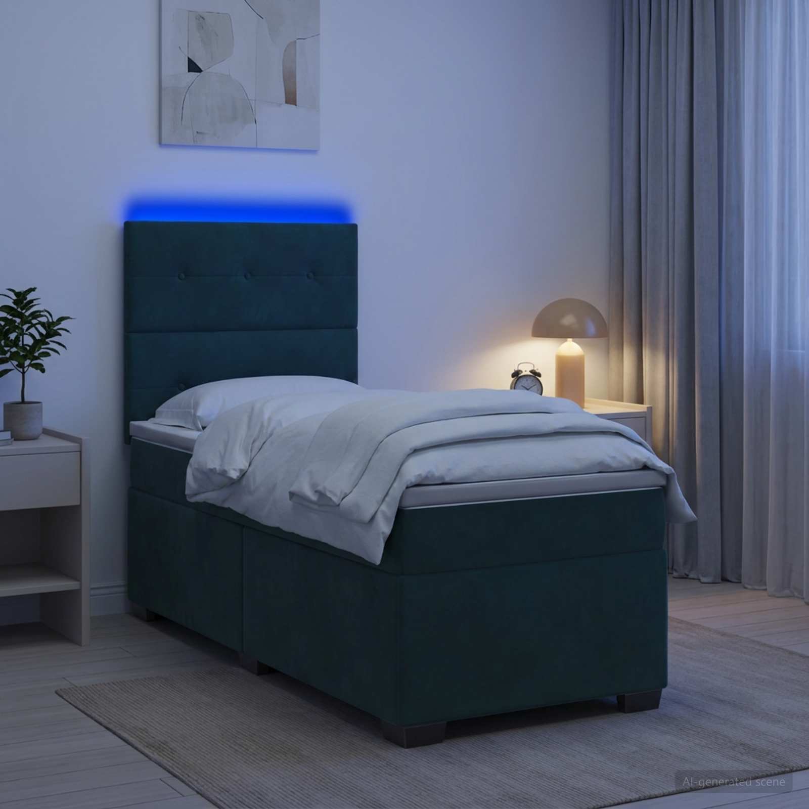 Cama box spring con colchón Verde oscuro 90 x 200 cm Terciopelo | Leroy ...