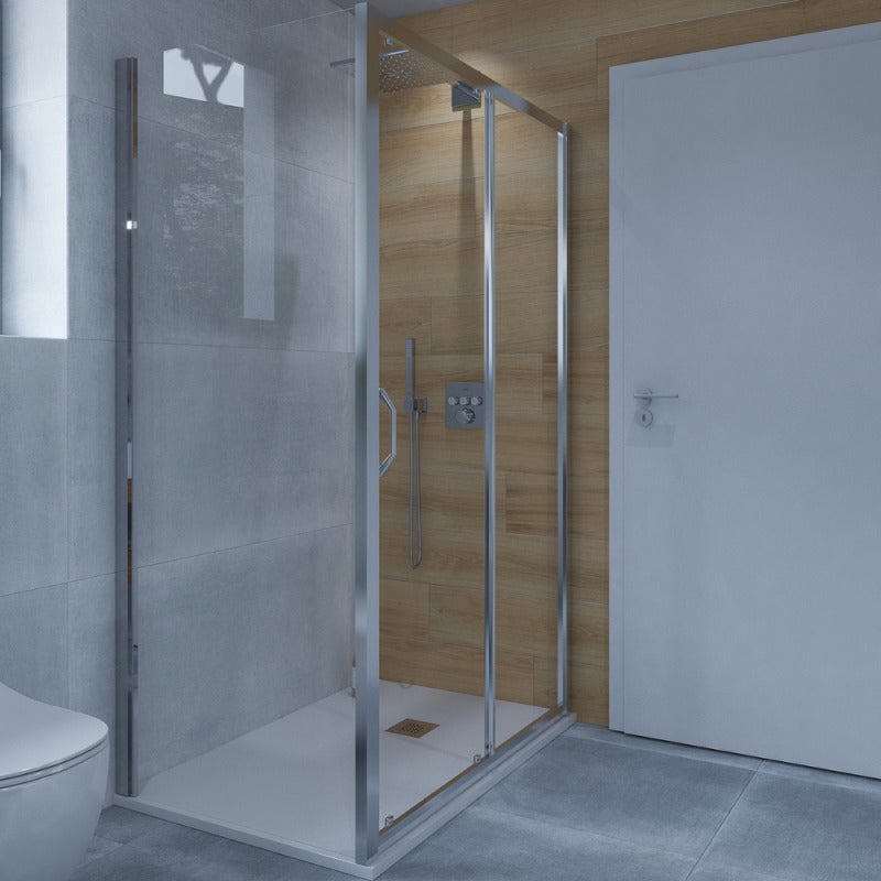 HÜPPE Next - Porte de douche 120 cm en verre transparent avec porte coulissante + Profilés chromés mat (140402.069.322) - 4