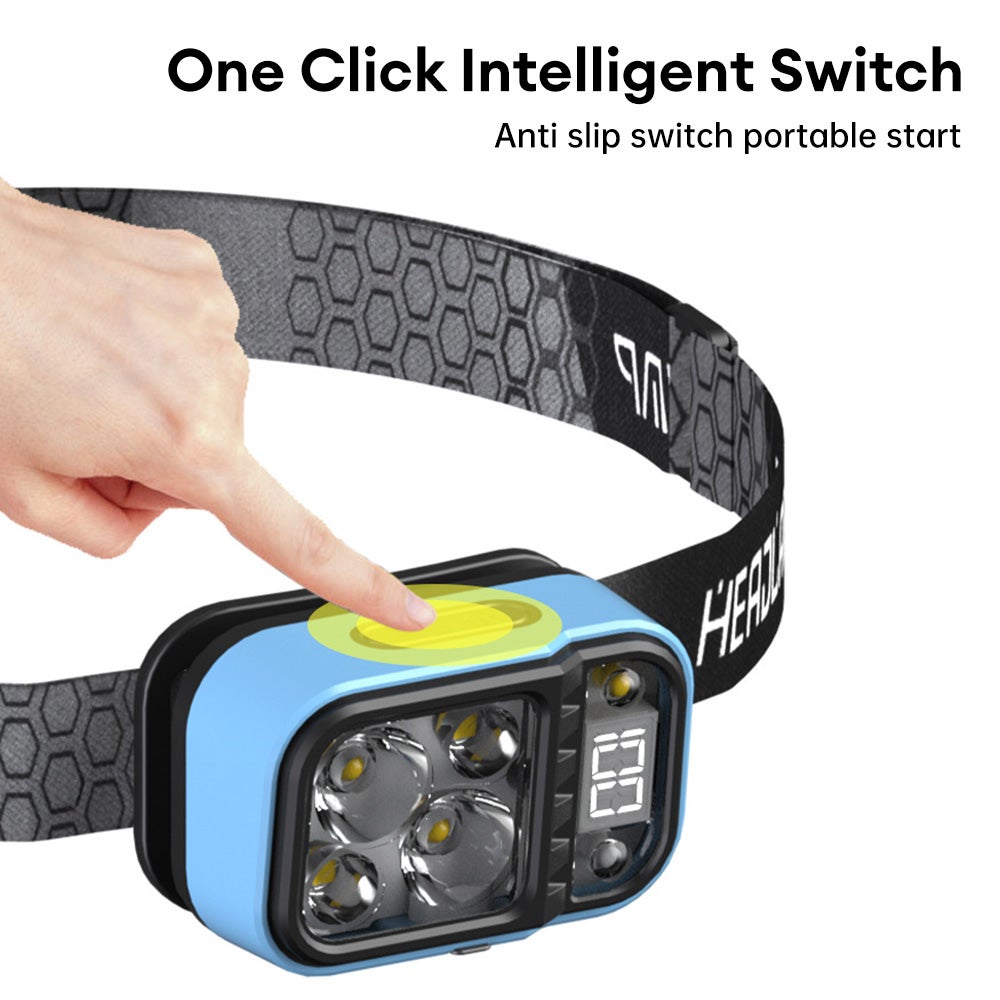 Lampe frontale rechargeable, réglable à 90°, 3 modes d'éclairage, étanche avec lampe de poche, lampe frontale LED pour casque，1PCS - 6