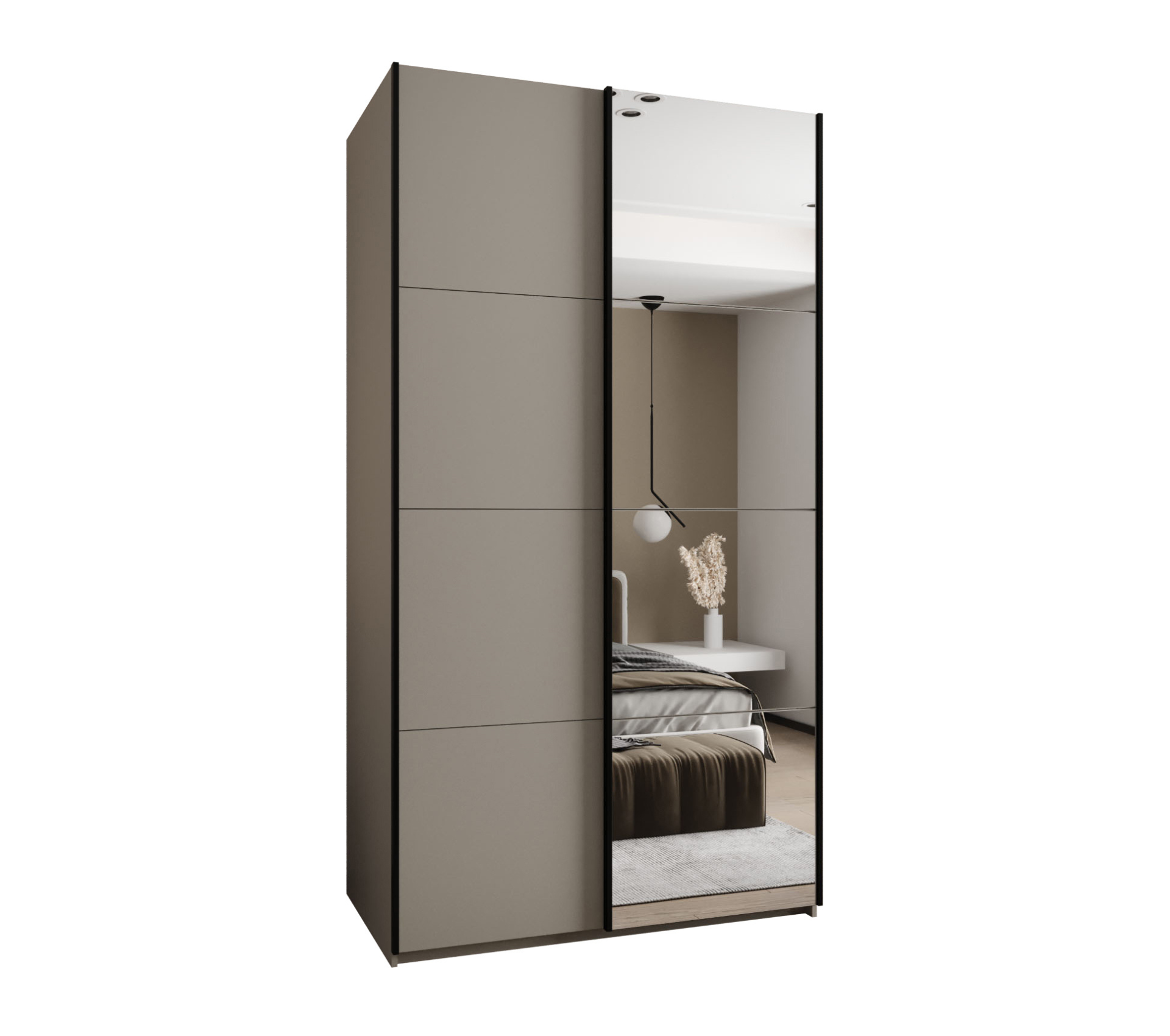 Szafa przesuwna wysoka Lux 3 140 x 64 x 245,5 cm kaszmir + kaszmir + u. czarny - Abiks Meble