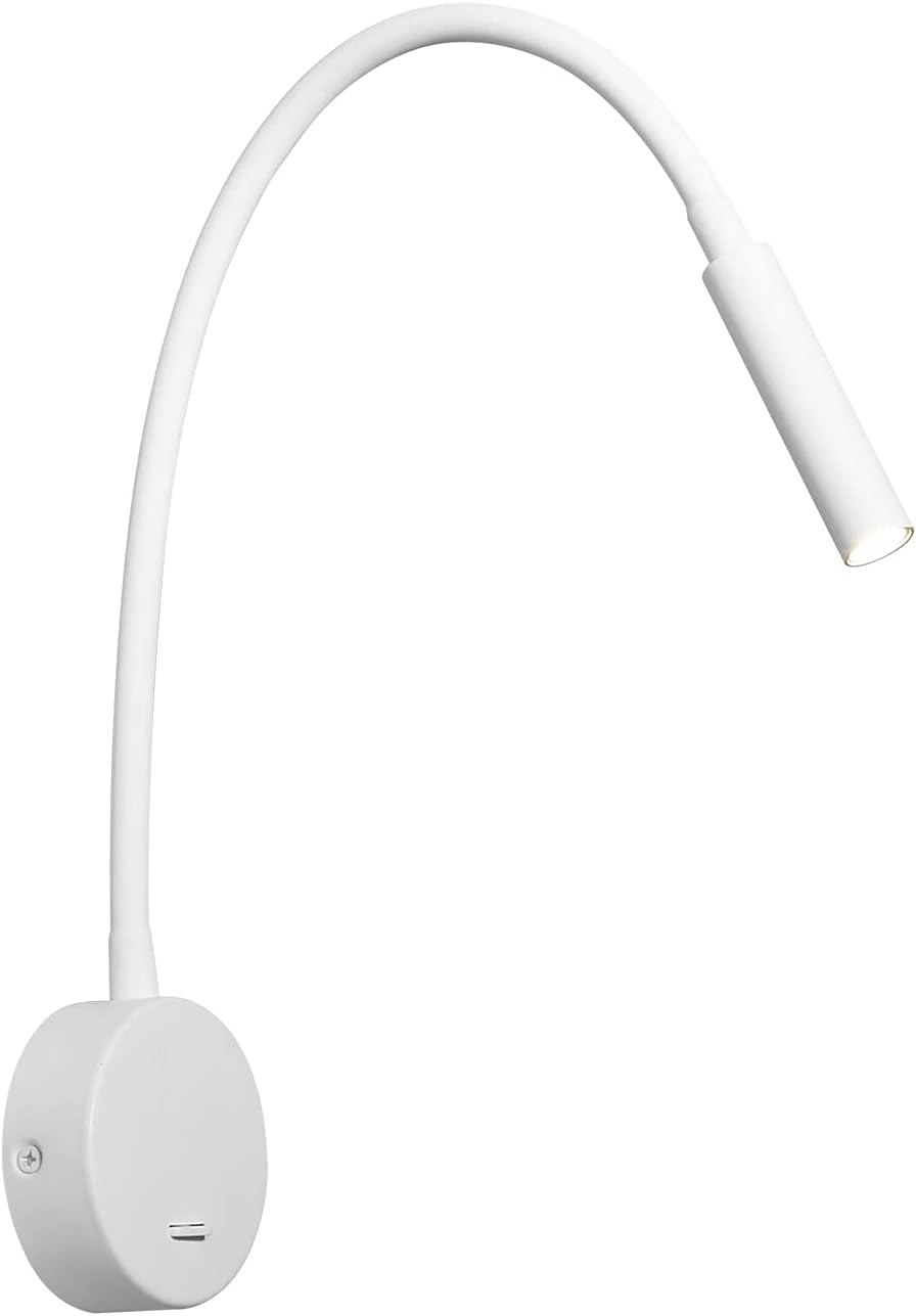 Ciepła, biała lampa ścienna LED o mocy 3 W i temperaturze barwowej 3000 K, z gęsią szyjką i włącznikiem, idealna do czytania w łóżku, w sypialni lub