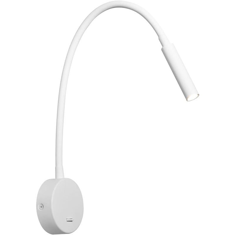 Ciepła, biała lampa ścienna LED o mocy 3 W i temperaturze barwowej 3000 K, z gęsią szyjką i włącznikiem, idealna do czytania w łóżku, w sypialni lub