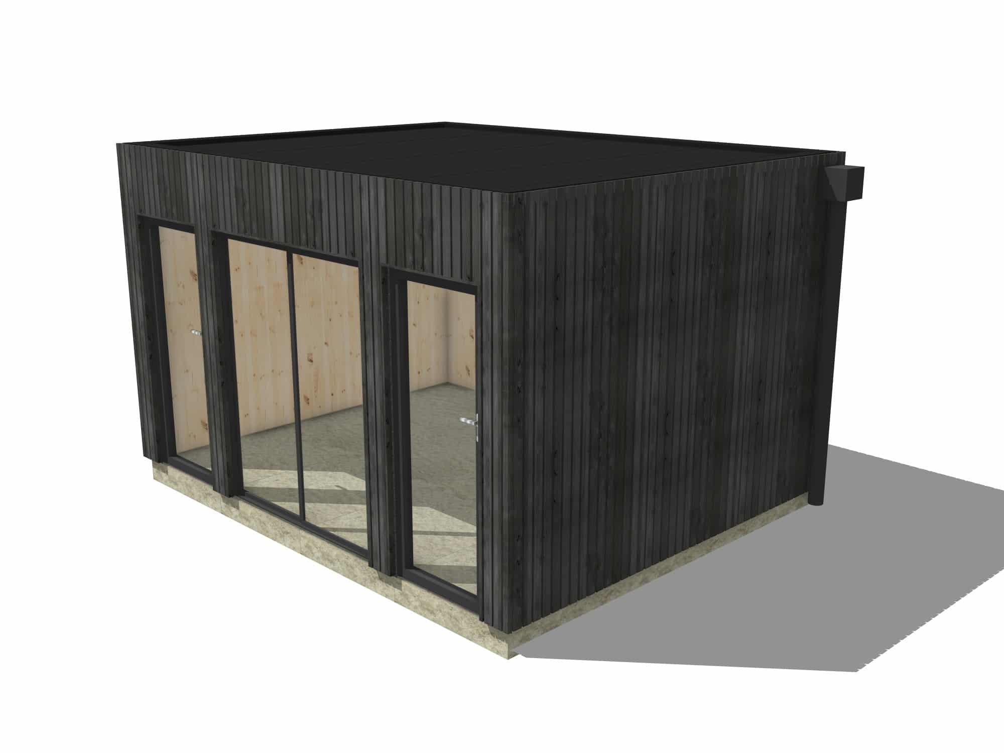 Annexe de jardin sans permis en bois 4,4 x 3,5 x 2,7 m / menuiseries alu k-line - 2