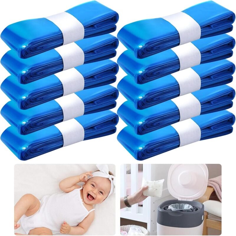 10 Recharge Poubelle a Couche, Sac Poubelle Couche Grande Capacité, Bebe Recharge Sac Poubelle