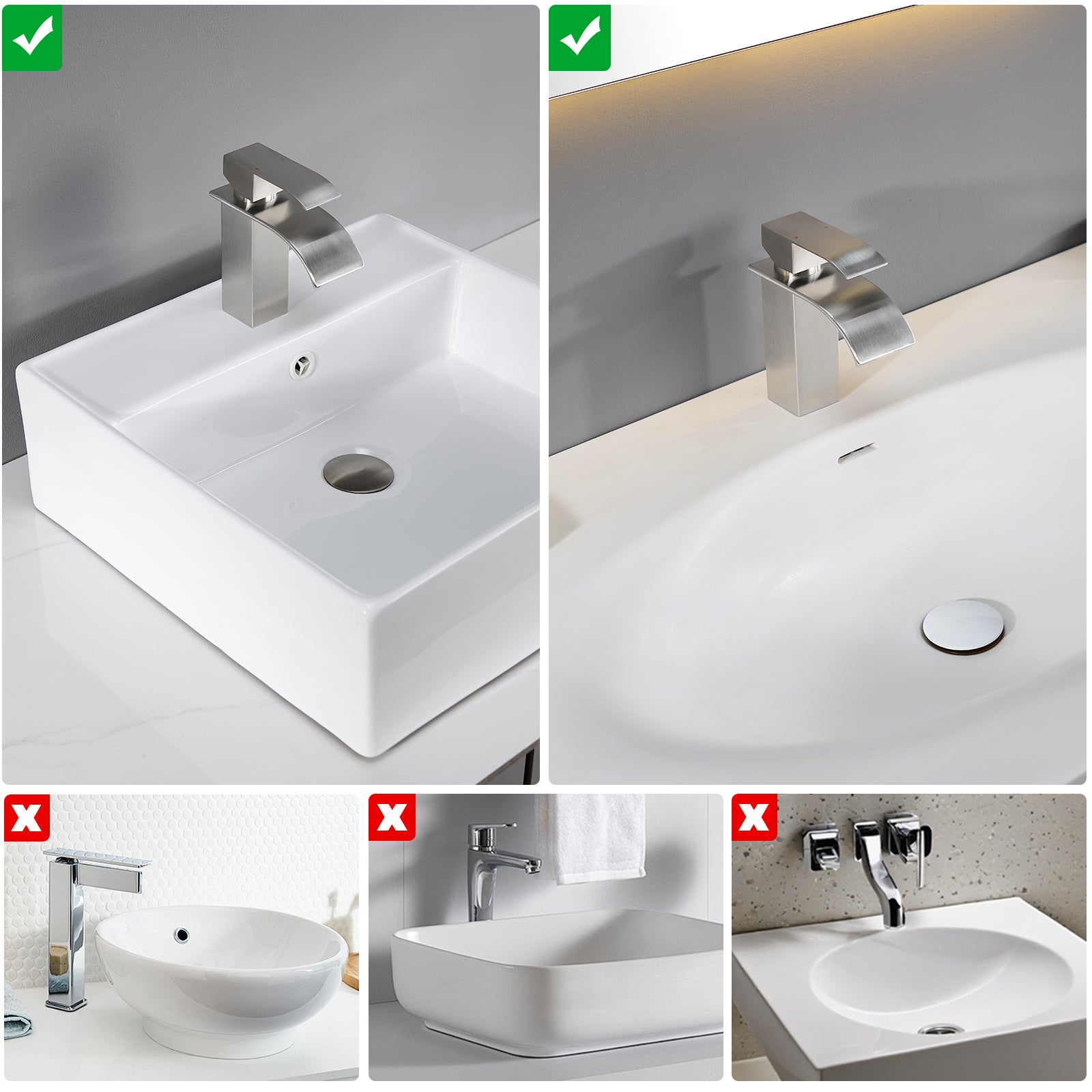 Robinet moderne Mitigeur de Lavabo chrome S Robinet en Acier inoxydable Robinet de lavabo en Casacade Mitigeur pour Salle de Bain - 3