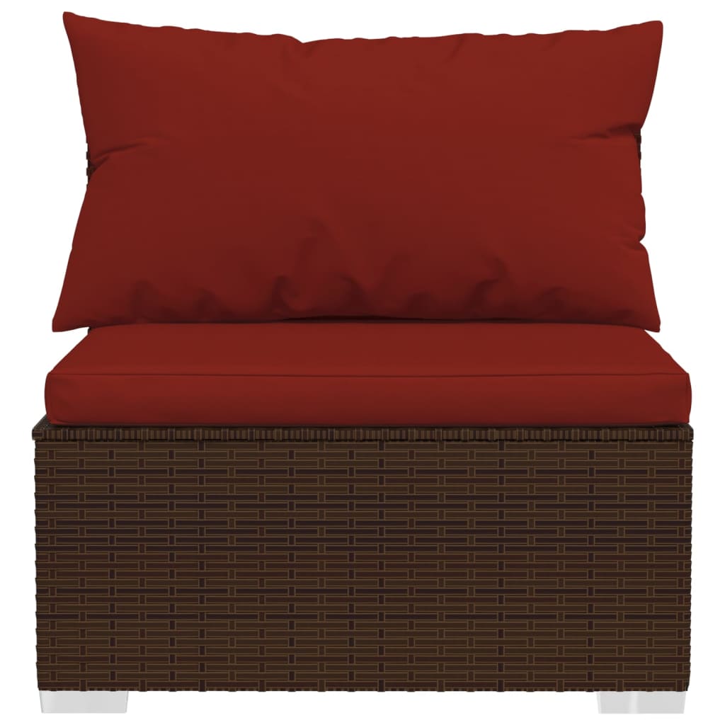 Maison Exclusive - Set Divani da Giardino 5 pz con Cuscini in Polyrattan Marrone - 6