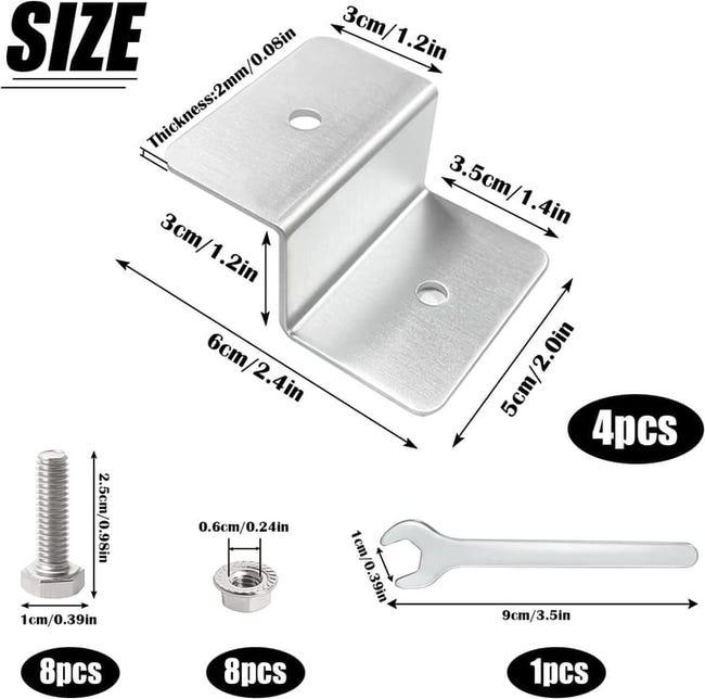 4 Pezzi Staffa Per Pannello Solare Staffa A Z Per Montaggio Su Pannello Solare Set Con Dadi E Bulloni Per Camper Barca Tetto Piano Camper Staffa A~p119588924 - Foto 13