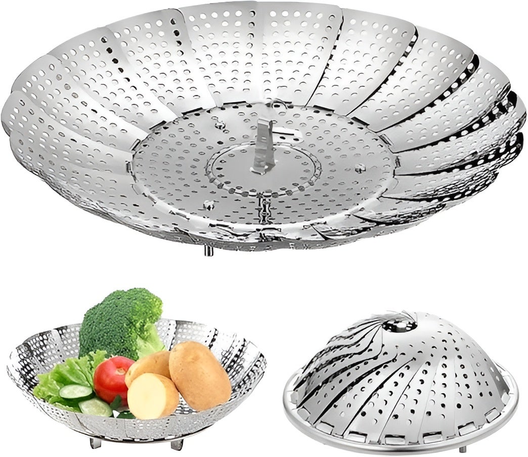 Cuiseur Vapeur Réglable En Acier Inoxydable 304 - Pliable Pour Cuisine, Voyage Et Appartements - 3 Tailles Disponibles