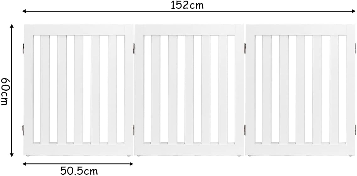 Cancelletto per Cani Pieghevole a 3 Pannelli, con 2 Piedi, in Legno, Ideale per Cani di Piccola/Media Taglia, Bianco - 7