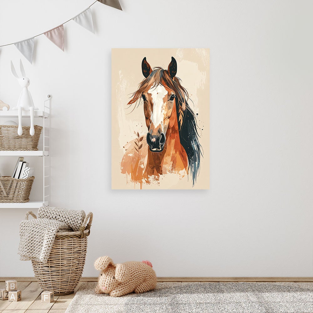 Obraz do salonu jadalni biura sypialni, Koń portret zwierzęta 20x30