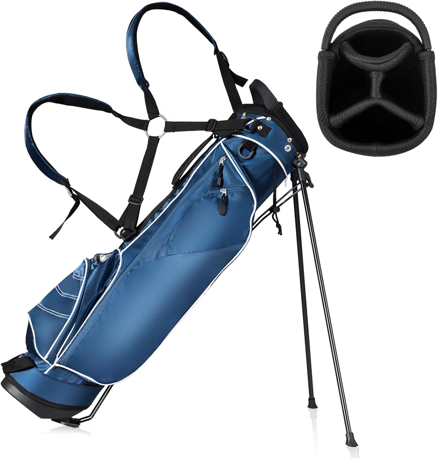 Torba Golfowa z Trójnogiem i 7-Otworowym Stojakiem dla Mężczyzn – Lekka Torba Transportowa i Organizacja w Kolorze Niebieskim