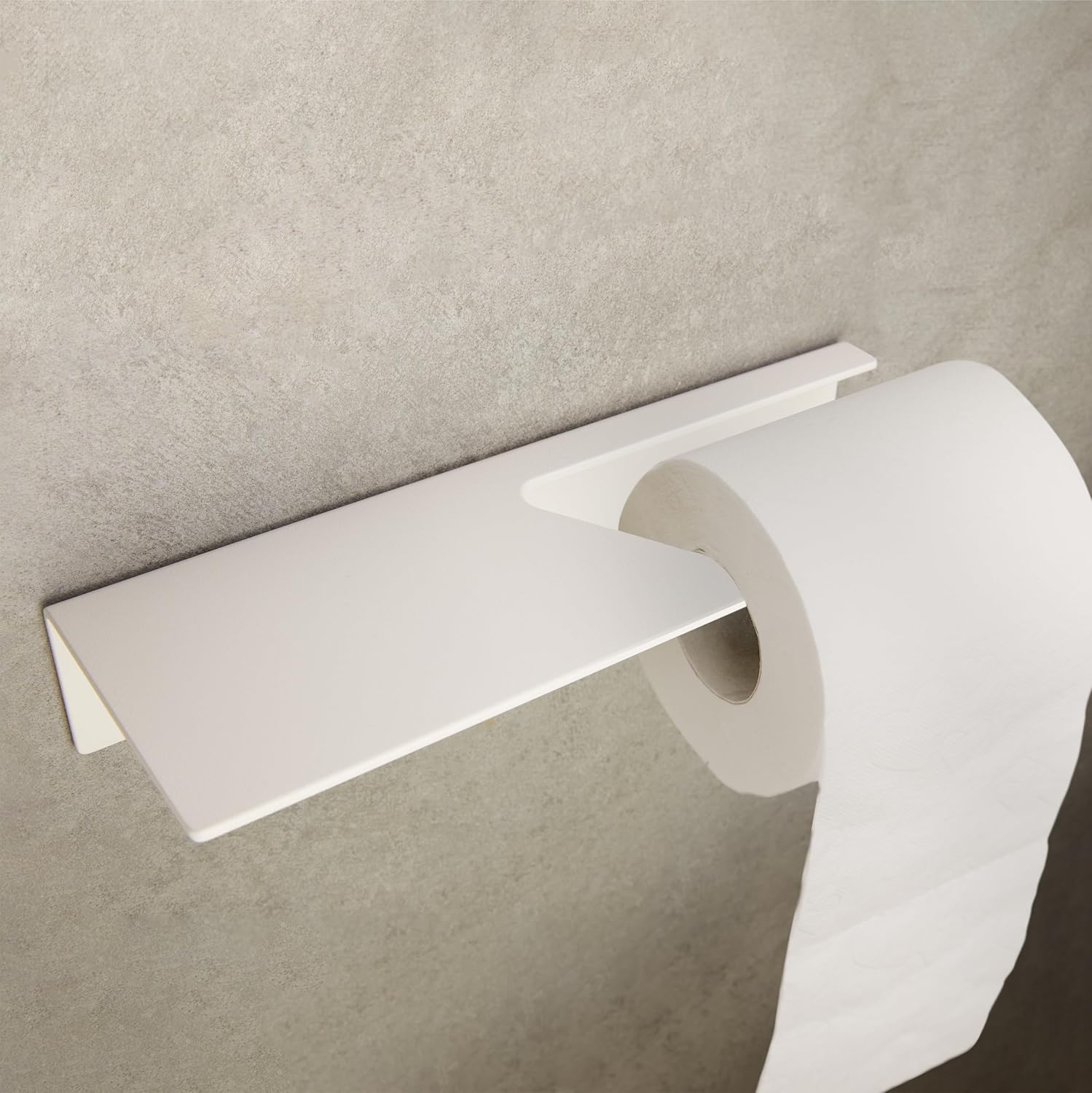 Samoprzylepny uchwyt na papier toaletowy montowany na ścianie, nie wymaga wiercenia, wielofunkcyjny, biały, 28 x 12,5 x 3,5 cm
