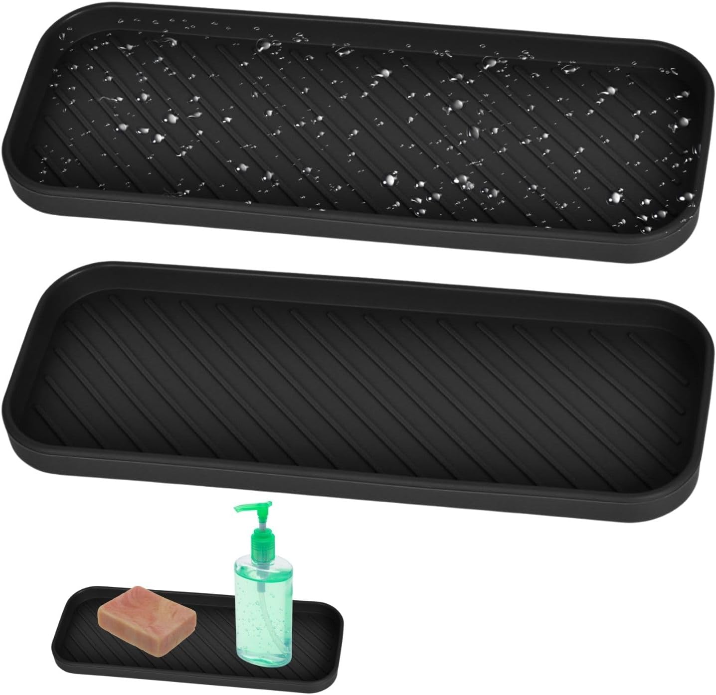 2-częściowy silikonowy organizer do zlewu, uchwyt na gąbkę, wąski organizer kuchenny, mata ociekowa