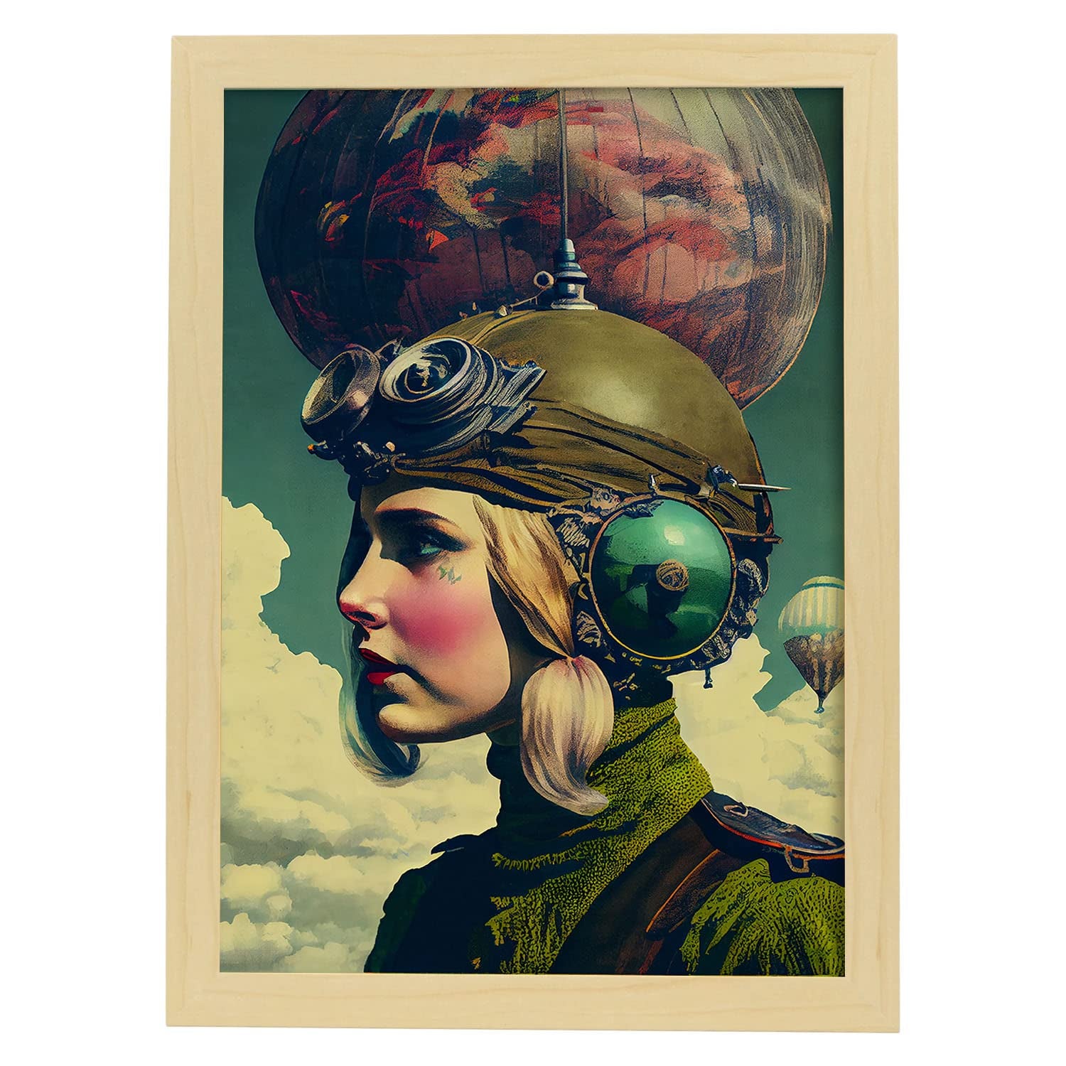 Nacnic poster casco y gafas en estilo surrealismo cinematográfico ilustraciones y grabados de historieta abstracta y artística para a3 marcos madera