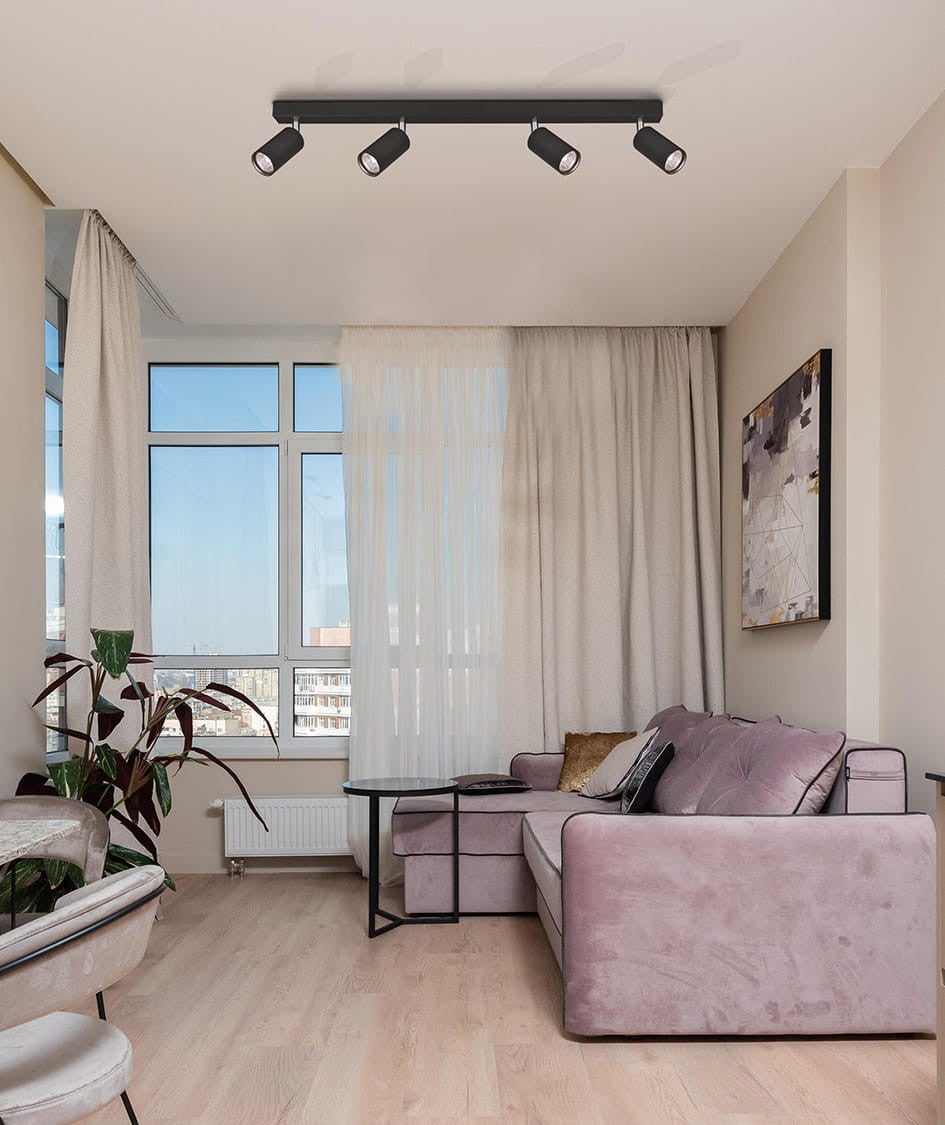 Reflektor sufitowy spot natynkowy Monti listwa czarny 4xGU10x50W wym: 82 x 5 cm metal Kaja