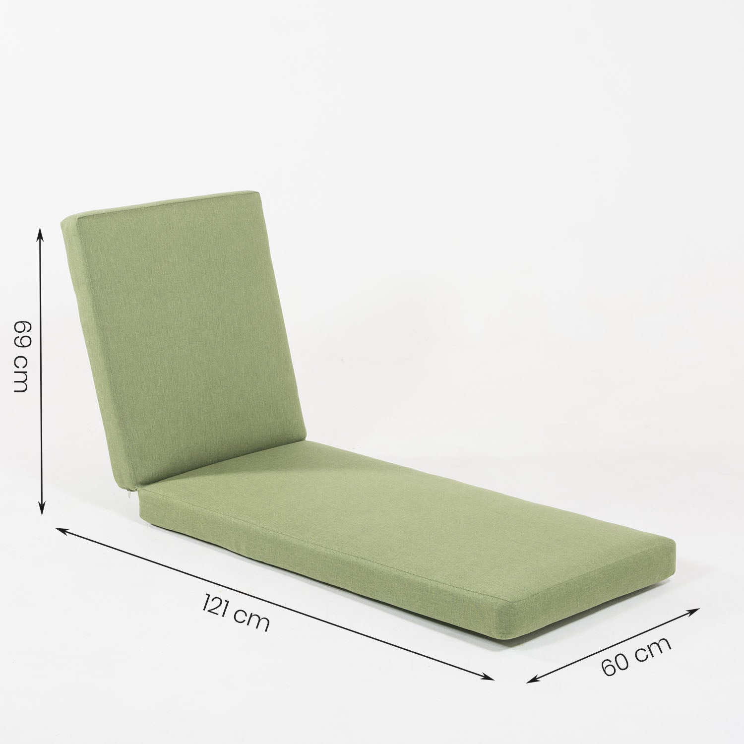 Cojín repelente al agua para exterior en poliéster verde 200 g 69+121x60x10 cm - 7