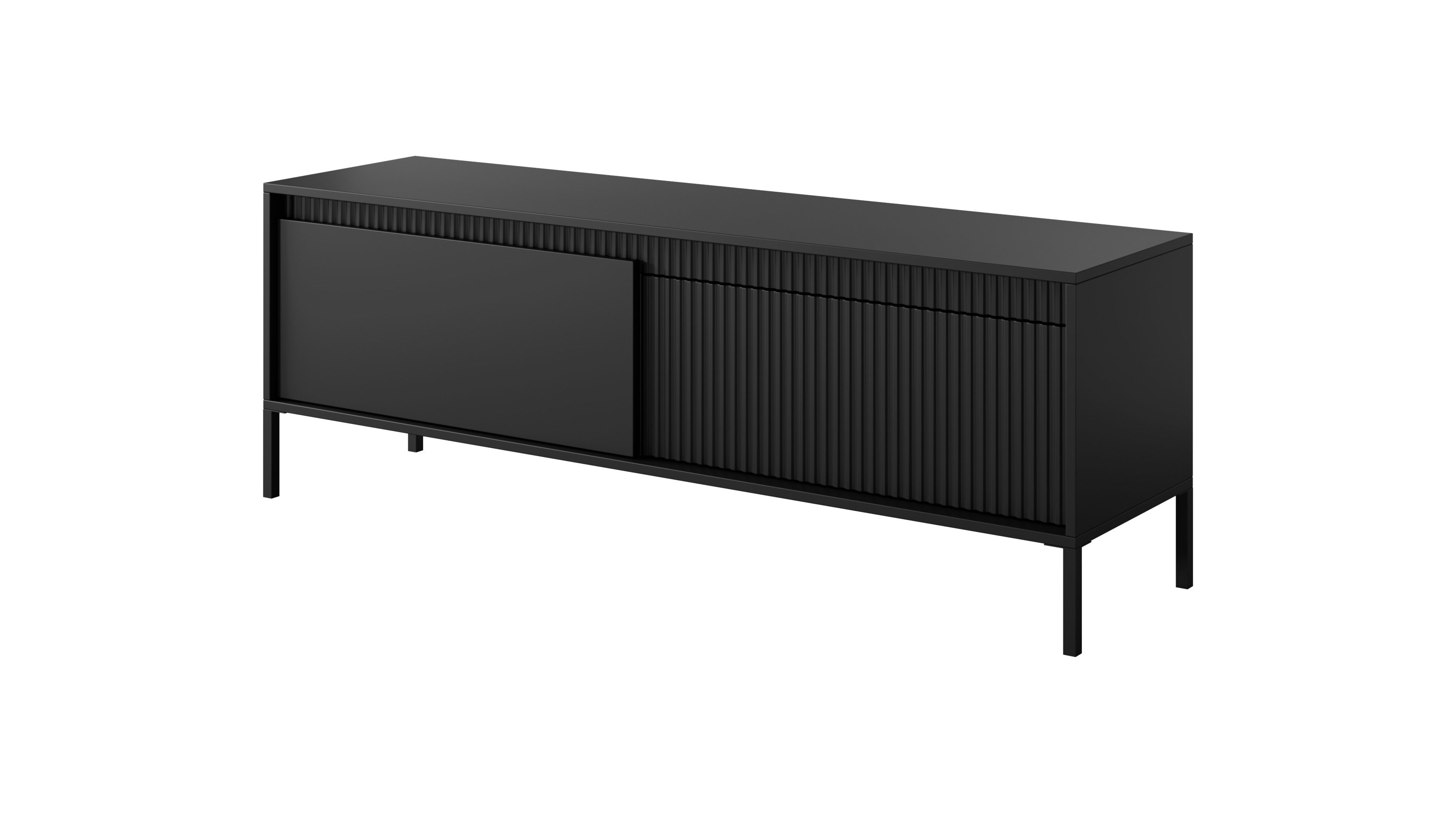 Szafka RTV: 2 drzwi, szafka: czarna, 53,4 x 153,5 x 39 cm