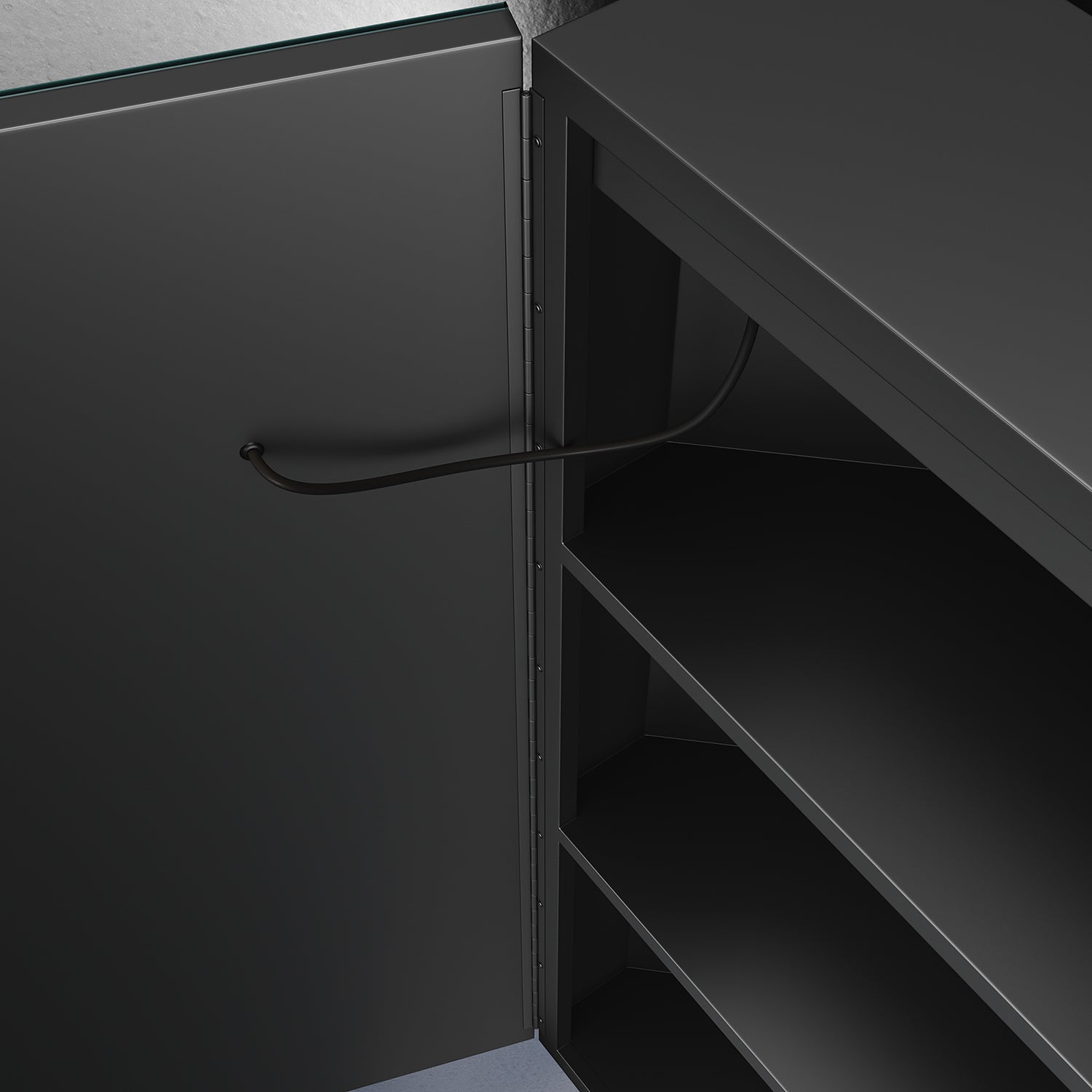 SIRHONA Suspendue de Salle de Bain avec LED Miroir Noir 38.5x70x16cm, Anti-buée Tactile Miroir avec Armoire de Rangement, pour Angle - 6