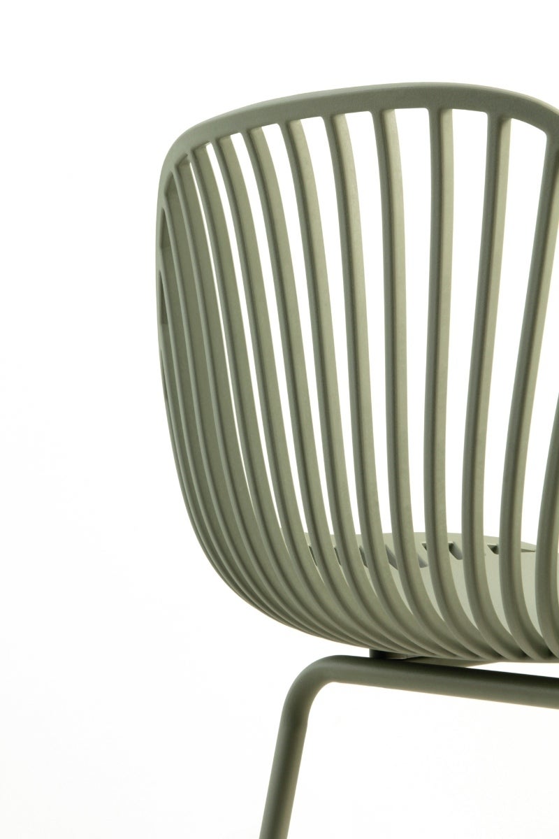 Lot de 2 tabourets en polypropylène pistache avec pieds en métal - 6