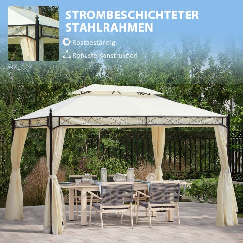Pabellón de lujo 3x4 m color crema, carpa de jardín, toldo, pagoda para jardín y terraza - COMFORTXL - 5
