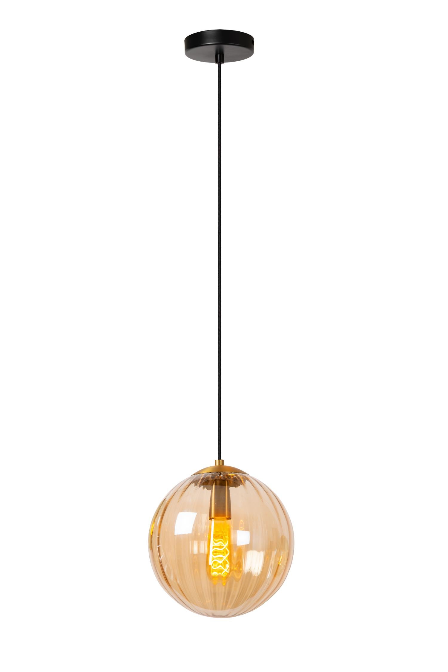 Lampa wisząca MONSARAZ żółto-pomarańczowa-czarna 1xE27x40W szkło wym:161x25x25cm IP20 Lucide