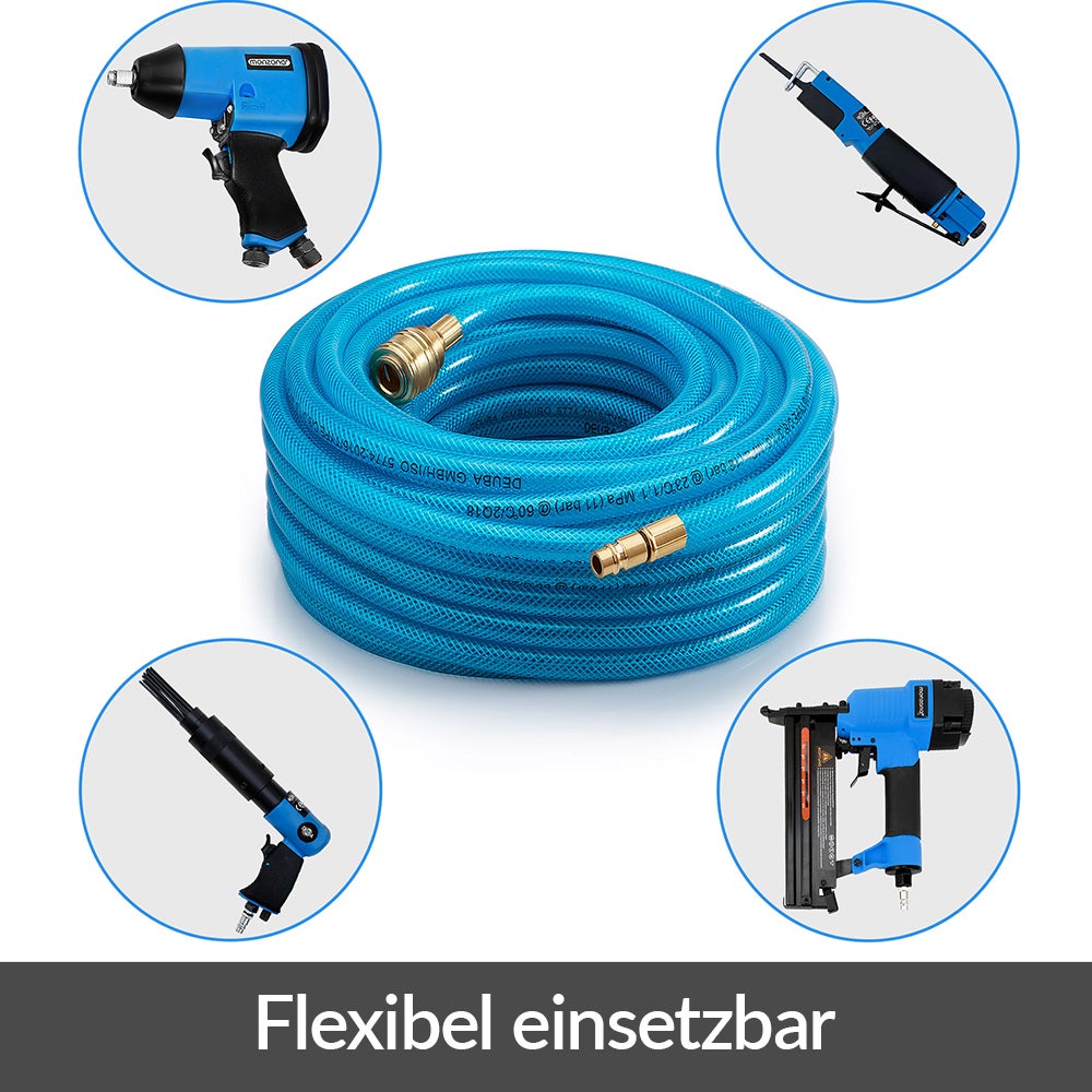Tuyau à air comprimé 20 mètres Pression max 15 bar Raccord rapide Tuyau de compresseur - 7