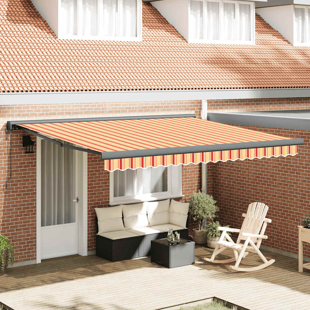 Maison exclusive - toldo retráctil aluminio y tela amarillo y blanco 4,5x3 m