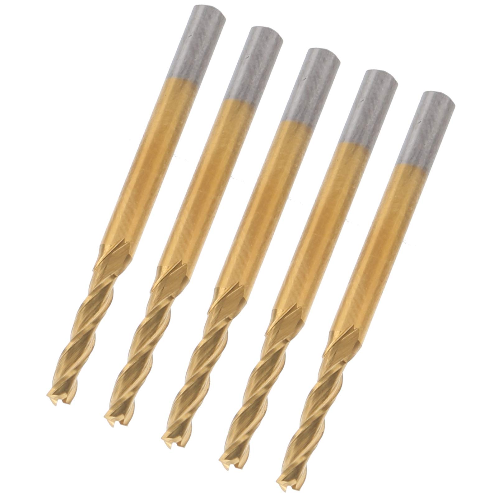 Toolstar Lot De 5 Fraises Droites Carbure 1/2" 12,7 X 50 Mm – 2 Canaux Pour Bois Durs & Plans De Travail