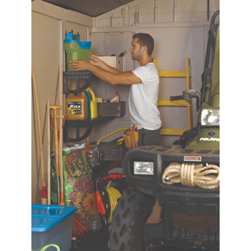 Abri de jardin Keter en résine, 256,5 x 182 x 243 cm, avec plancher, étagères et puits de lumière, beige - 4