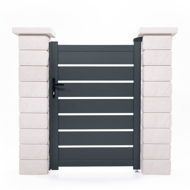 VOGEL Cancello pedonale manuale in alluminio, semi traforato 106 x 140 cm, grigio - 2