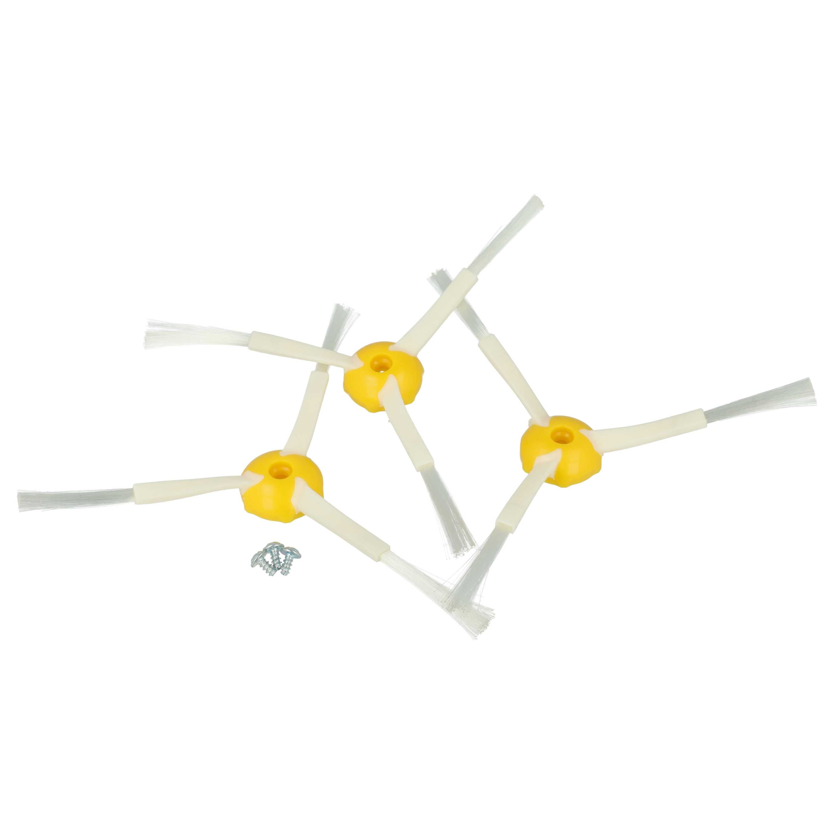 Vhbw 3 Spazzole Laterali Compatibili IRobot Roomba 866 886 900 980 - Bianco/Giallo - Set Ricambi